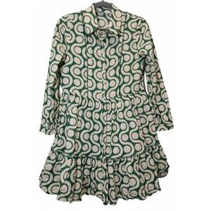 Zara womens medium green beige shift dress cotton bobo beach romantic sun